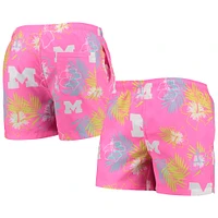 Men's FOCO Pink Michigan Wolverines Neon Floral Swim Trunks