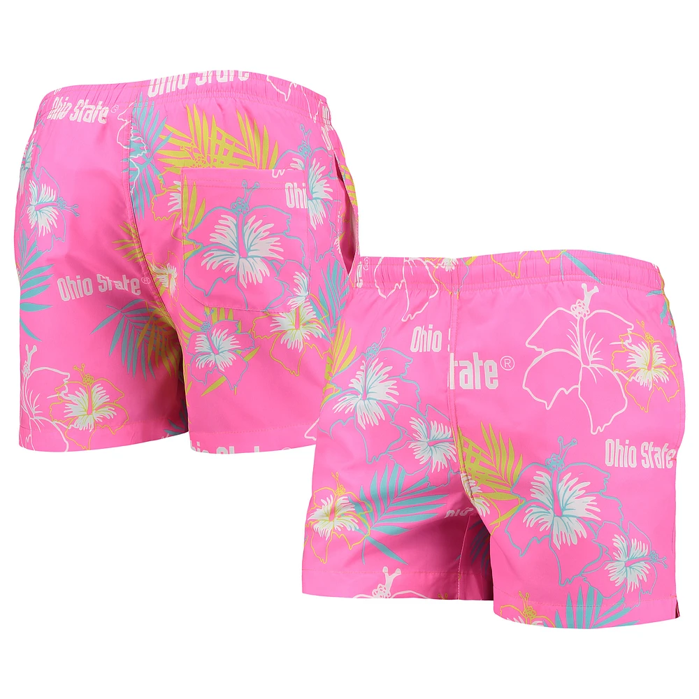 Men's FOCO Pink Ohio State Buckeyes Neon Floral Swim Trunks