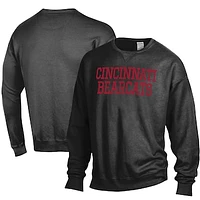 Men's ComfortWash Black Cincinnati Bearcats Stack Garment Dyed Crewneck Pullover Sweatshirt