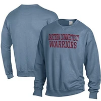 Men's ComfortWash Steel Blue Eastern Connecticut State Warriors Stack Garment Dyed Crewneck Pullover Sweatshirt