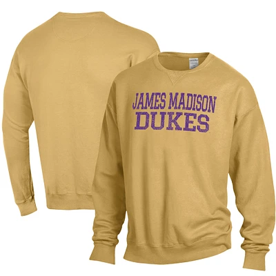 Men's ComfortWash Gold James Madison Dukes Stack Garment Dyed Crewneck Pullover Sweatshirt