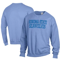 Men's ComfortWash Powder Blue Sonoma State Seawolves Stack Garment Dyed Crewneck Pullover Sweatshirt
