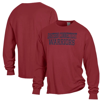 Men's ComfortWash Burgundy Eastern Connecticut State Warriors Stack Garment Dyed Long Sleeve T-Shirt