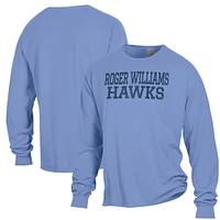Men's ComfortWash Powder Blue Roger Williams University Stack Garment Dyed Long Sleeve T-Shirt