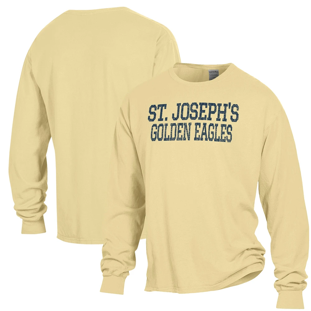 Men's ComfortWash Gold St. Joseph's College Long Island Golden Eagles Stack Garment Dyed Sleeve T-Shirt