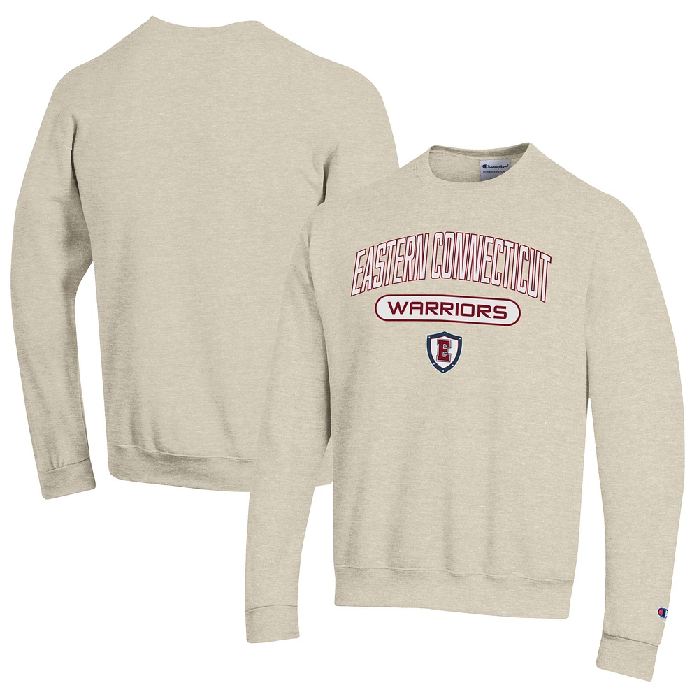 Men's Champion Heathered Oatmeal Eastern Connecticut State Warriors Eco Powerblend Crewneck Sweatshirt