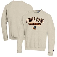 Men's Champion Heathered Oatmeal Lewis & Clark College Pioneers Eco Powerblend Crewneck Sweatshirt