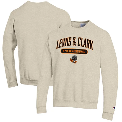 Men's Champion Heathered Oatmeal Lewis & Clark College Pioneers Eco Powerblend Crewneck Sweatshirt