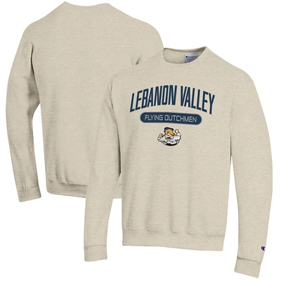Men's Champion Heathered Oatmeal Lebanon Valley Flying Dutchmen Eco Powerblend Crewneck Sweatshirt
