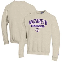 Men's Champion Heathered Oatmeal Nazareth College Golden Flyers Eco Powerblend Crewneck Sweatshirt