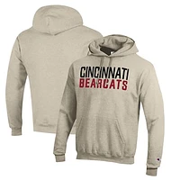 Men's Champion Heathered Oatmeal Cincinnati Bearcats Eco Powerblend Pullover Hoodie