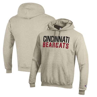 Men's Champion Heathered Oatmeal Cincinnati Bearcats Eco Powerblend Pullover Hoodie