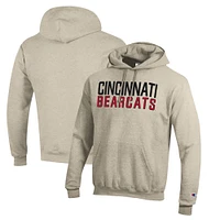 Men's Champion Heathered Oatmeal Cincinnati Bearcats Eco Powerblend Pullover Hoodie