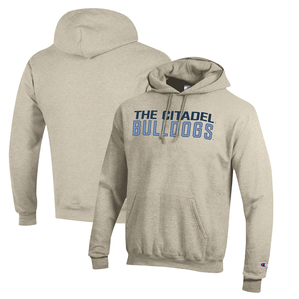 Men's Champion Heathered Oatmeal Citadel Bulldogs Eco Powerblend Pullover Hoodie