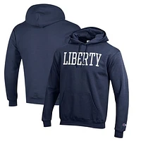 Men's Champion Navy Liberty Flames Eco Powerblend Pullover Hoodie