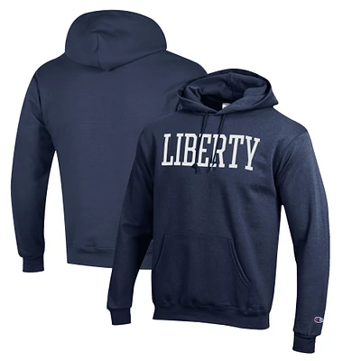 Men's Champion Navy Liberty Flames Eco Powerblend Pullover Hoodie