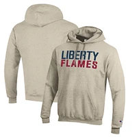 Men's Champion Heathered Oatmeal Liberty Flames Eco Powerblend Pullover Hoodie