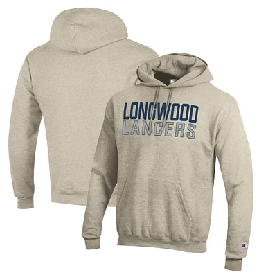 Men's Champion Heathered Oatmeal Longwood Lancers Eco Powerblend Pullover Hoodie