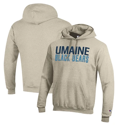 Men's Champion Heathered Oatmeal Maine Black Bears Eco Powerblend Pullover Hoodie