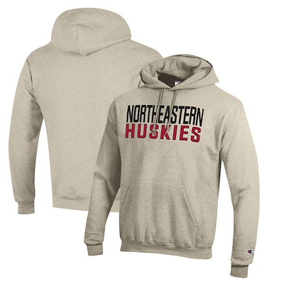 Men's Champion Heathered Oatmeal Northeastern Huskies Eco Powerblend Pullover Hoodie