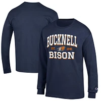 Men's Champion Navy Bucknell Bison Jersey Est. Date Long Sleeve T-Shirt