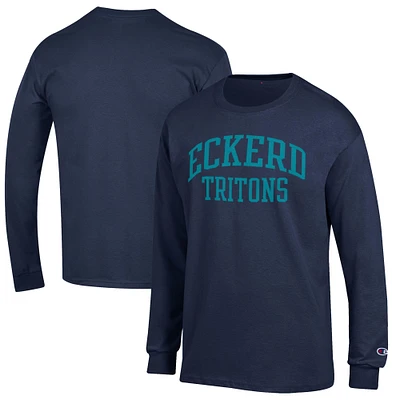 Men's Champion Navy Eckerd Tritons Jersey Long Sleeve T-Shirt