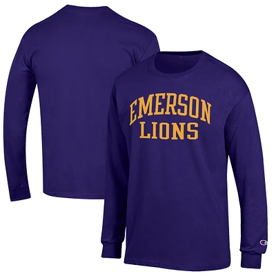 Men's Champion Purple Emerson College Lions Jersey Long Sleeve T-Shirt