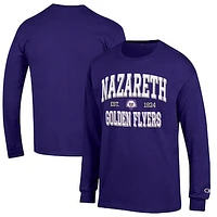 Men's Champion Purple Nazareth College Golden Flyers Jersey Est. Date Long Sleeve T-Shirt