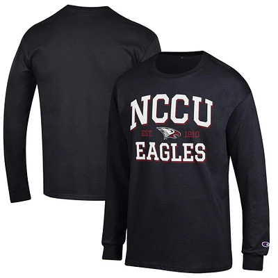 Men's Champion Black North Carolina Central Eagles Jersey Est. Date Long Sleeve T-Shirt