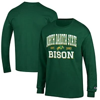 Men's Champion Green NDSU Bison Jersey Est. Date Long Sleeve T-Shirt