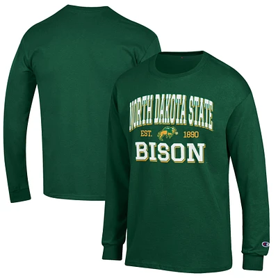 Men's Champion Green NDSU Bison Jersey Est. Date Long Sleeve T-Shirt
