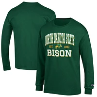 Men's Champion Green NDSU Bison Jersey Est. Date Long Sleeve T-Shirt