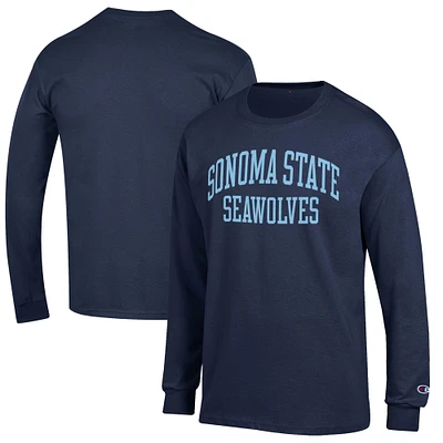Men's Champion Navy Sonoma State Seawolves Jersey Long Sleeve T-Shirt