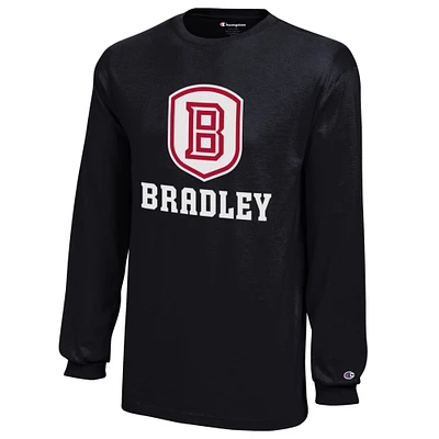 Youth Champion Black Bradley Braves Jersey Long Sleeve T-Shirt