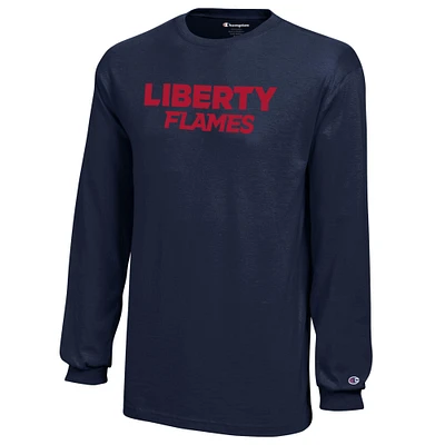 Youth Champion Navy Liberty Flames Jersey Long Sleeve T-Shirt