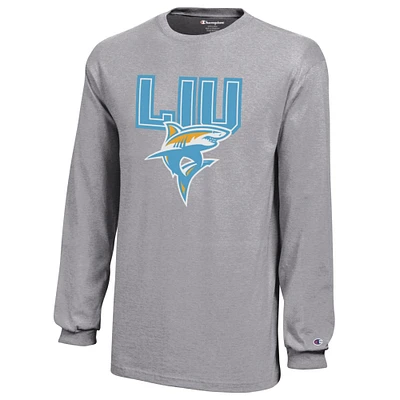 Youth Champion Gray LIU Sharks Jersey Long Sleeve T-Shirt