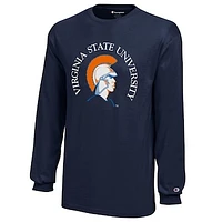 Youth Champion Navy Virginia State Trojans Jersey Long Sleeve T-Shirt