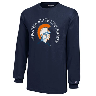 Youth Champion Navy Virginia State Trojans Jersey Long Sleeve T-Shirt