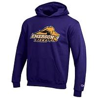 Youth Champion Purple Emerson College Lions Eco Powerblend Pullover Hoodie