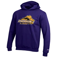 Youth Champion Purple Emerson College Lions Eco Powerblend Pullover Hoodie