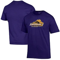 Men's Champion Purple Emerson College Lions Primary Jersey T-Shirt