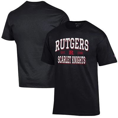 Men's Champion Black Rutgers Scarlet Knights Est. Date Jersey T-Shirt
