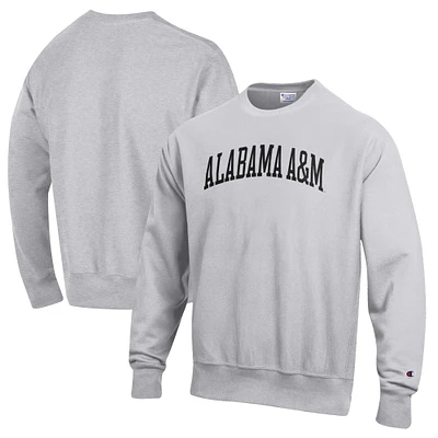 Men's Champion Heathered Gray Alabama A&M Bulldogs Reverse Weave Fleece Crewneck Sweatshirt