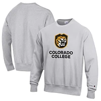 Men's Champion Heathered Gray Colorado College Tigers Reverse Weave Fleece Crewneck Sweatshirt
