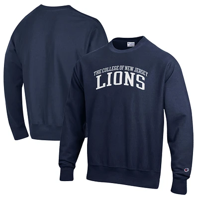 Men's Champion Navy College of New Jersey Lions Reverse Weave Fleece Crewneck Sweatshirt