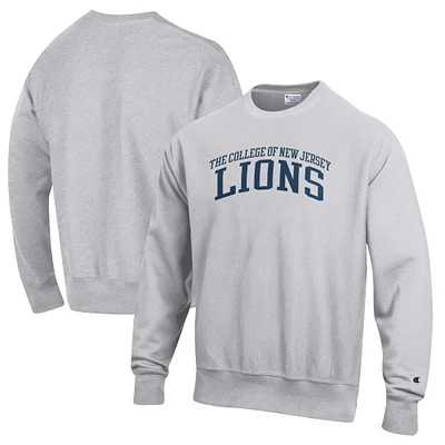 Men's Champion Heathered Gray College of New Jersey Lions Reverse Weave Fleece Crewneck Sweatshirt