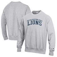 Men's Champion Heathered Gray College of New Jersey Lions Reverse Weave Fleece Crewneck Sweatshirt