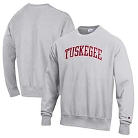 Men's Champion Heathered Gray Tuskegee Golden Tigers Reverse Weave Fleece Crewneck Sweatshirt