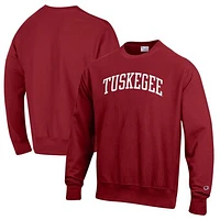 Men's Champion Crimson Tuskegee Golden Tigers Reverse Weave Fleece Crewneck Sweatshirt