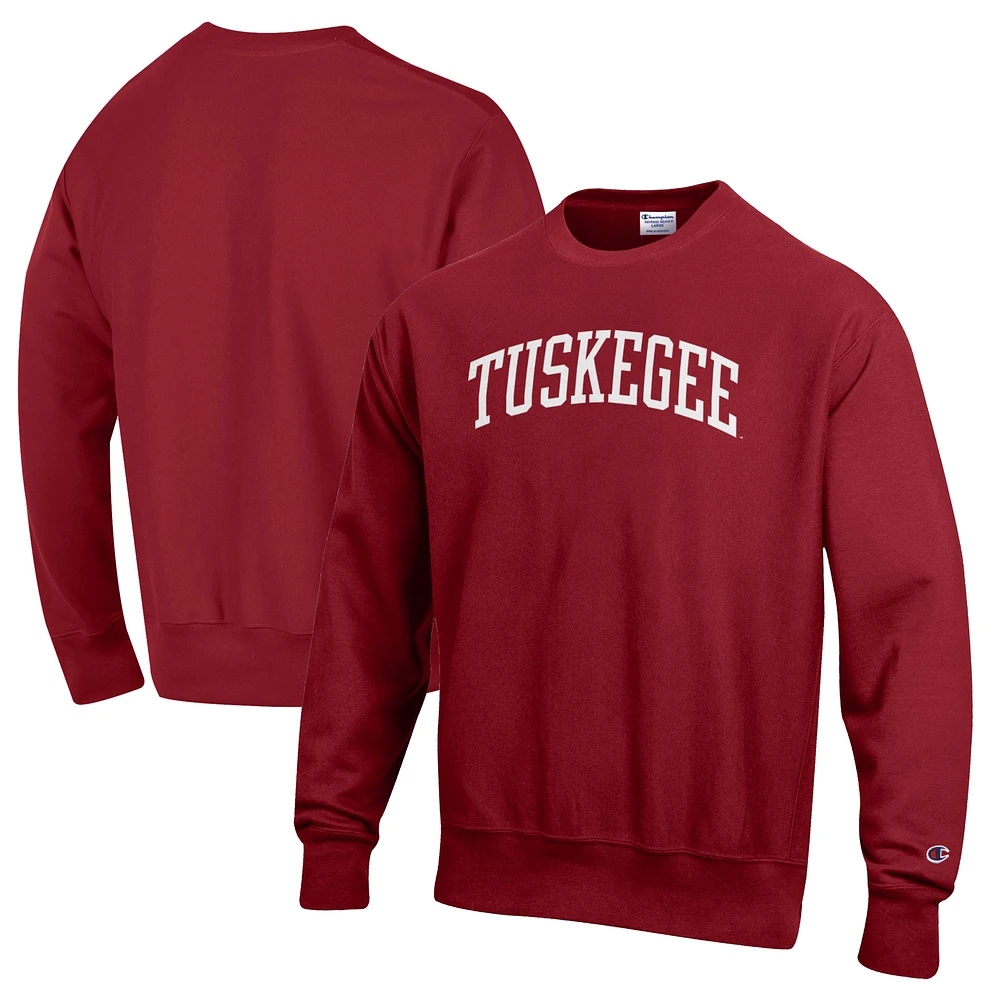 Men's Champion Crimson Tuskegee Golden Tigers Reverse Weave Fleece Crewneck Sweatshirt